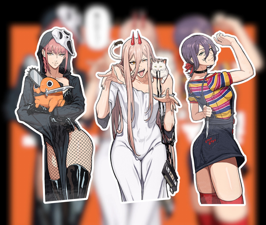 Mikeypieart CSM Sxucee Halloween Collab Kisscut Stickers (In Hand)